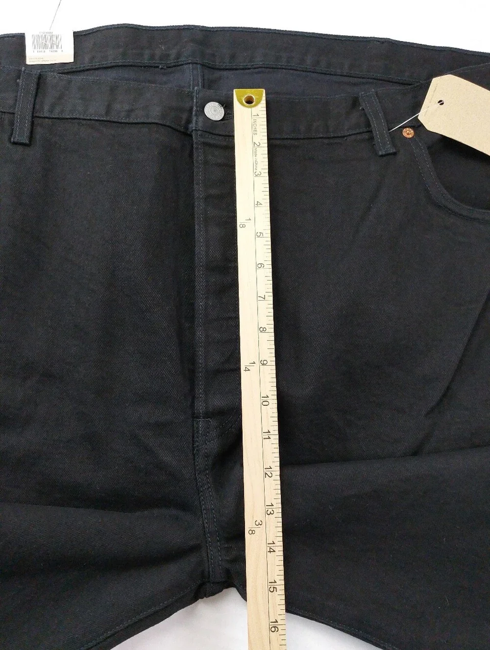 Levis Button Fly 501 Jeans Mens Size 50x34 Black Denim Stretch NWT $69.50